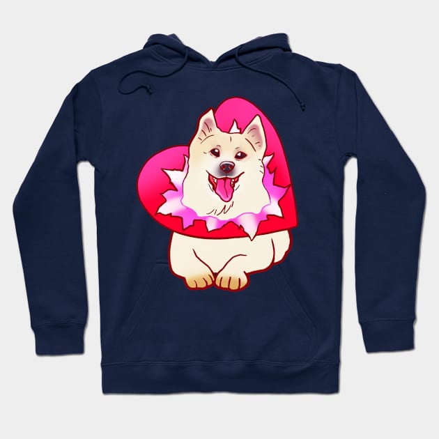 YOUR VALENTINE IS HERE (SHIBA SAMOYED) HEART PRESENT SHIRT Hoodie by Angsty-angst